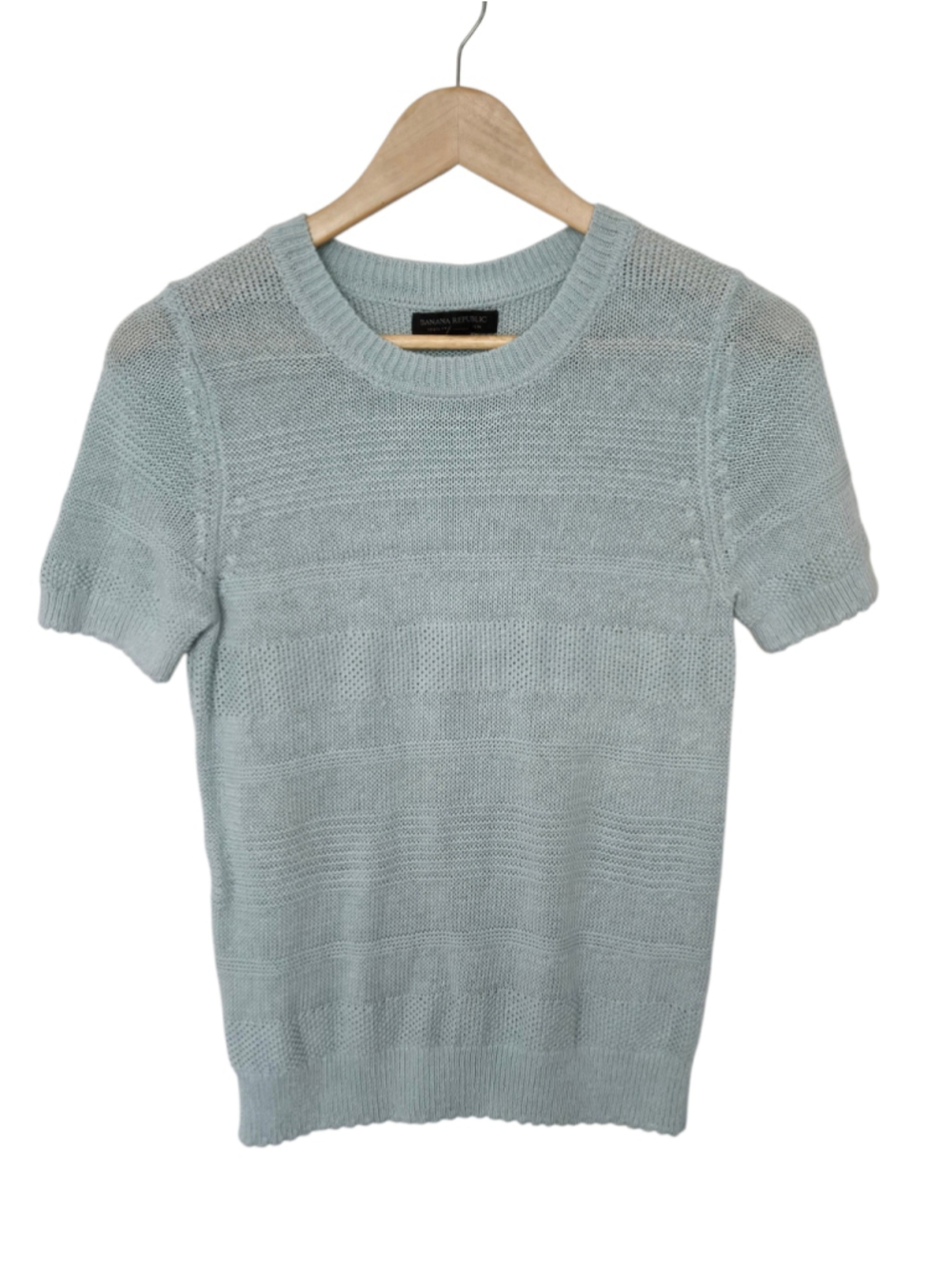 Banana Republic Linen Blend Short Sleeve Sweater Light Green Crewneck Size xS